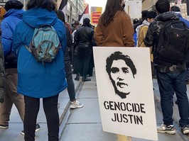 Pro-Palestinian protesters tried unsuccessfully to shut down a Liberal Party event at the King Edward Hotel in Toronto on Friday, March 15, 2024.