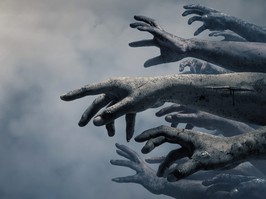 Zombie hands reaching out.