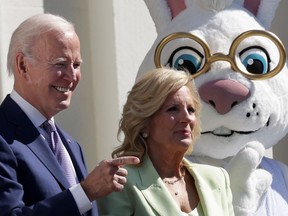 U.S. President Joe Biden and first lady Jill Biden attend the annual Easter Egg Roll on the South Lawn of the White House on April 10, 2023 in Washington, DC.
