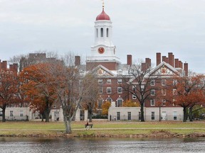 This Nov. 13, 2008 file photo shows the campus of Harvard University in Cambridge, Mass.
