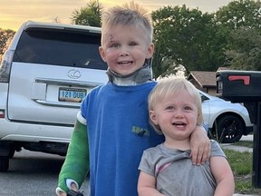 Toby Swanson is pictured with his sister in a photo posted on Erik Swanson's Instagram.