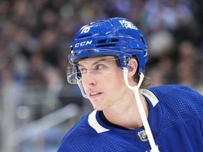 Toronto Maple Leafs forward Mitch Marner is pictured during NHL hockey action against the Vegas Golden Knights in Toronto, on Tuesday, Feb. 27, 2024.