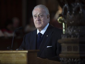 Former prime minister Brian Mulroney delivers a eulogy for former Newfoundland and Labrador Lieutenant Governor, and federal politician John Crosbie, during the State Funeral at the Anglican Cathedral of St. John the Baptist in St. John's on Thursday, Jan. 16, 2020.