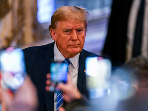 Former US President and 2024 presidential hopeful Donald Trump attends a Super Tuesday election night watch party at Mar-a-Lago Club in Palm Beach, Florida, on March 5, 2024. (Photo by CHANDAN KHANNA/AFP via Getty Images)