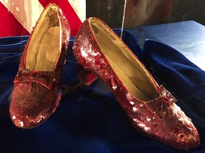 Ruby slippers once worn by Judy Garland in the The Wizard of Oz.