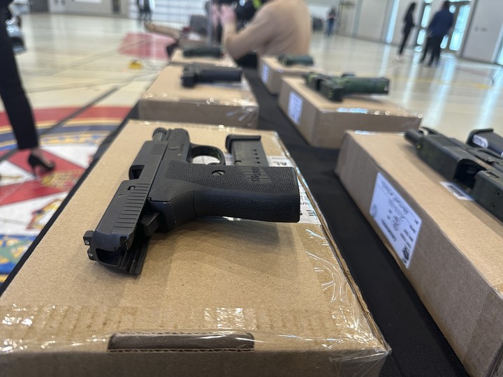  Some of the guns seized during Project Spectre are displayed on Wednesday, March 27, 2024, at the Toronto Police College in Etobicoke.