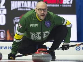 Team Northern Ontario skip Trevor Bonot during draw 8 against Team Alberta at the Montana's Brier in Regina on March 4, 2024.