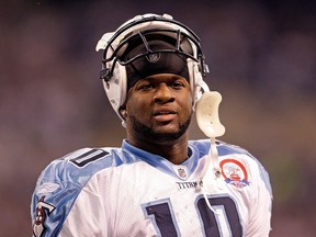 Vince Young of the Tennessee Titans looks on during a game against the Indianapolis Colts at Lucas Oil Stadium on Dec. 6, 2009 in Indianapolis.