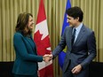 Prime Minister Justin Trudeau meets with Alberta Premier Danielle Smith in Calgary on Wednesday, March 13, 2024.