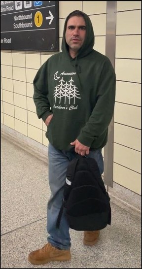 An image released by Toronto Police of a man wanted in an assault on the TTC on March 15, 2024.