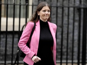 Britain's Science Secretary Michelle Donelan leaves after a cabinet meeting