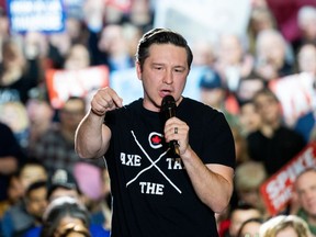 Conservative Party Leader Pierre Poilievre speaks during a rally in Ottawa, on Sunday, March 24, 2024.