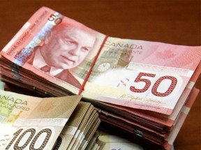 Stacks of Canadian cash