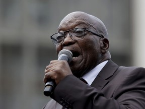 Former South African President Jacob Zuma addresses supporters
