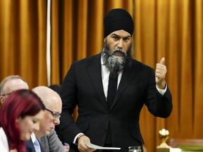 NDP Leader Jagmeet Singh rises during question period in the House of Commons on Parliament Hill in Ottawa on Monday, March 18, 2024.