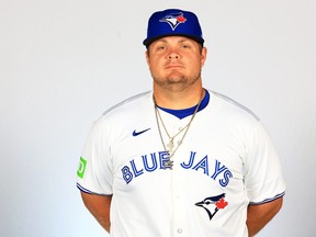 Daniel Vogelbach of the Blue Jays poses for a portrait during photo day at TD Ballpark on Feb. 23, 2024 in Dunedin.