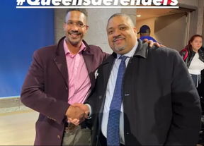 FRIENDS IN WOKE PLACES: Sheldon Johnson, left, with soft on crime Manhattan DA Alvin Bragg. QUEENS PUBLIC DEFENDER