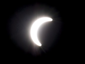A partial solar eclipse is seen