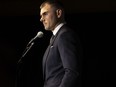 Toronto Argonauts quarterback Chad Kelly is denying allegations that he harassed a former employee of the CFL club. Kelly speaks at the 2023 Canadian Football League (CFL) Awards in Niagara Falls, Ont. Thursday, Nov. 16, 2023.