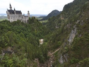 A view of the Pollat gorge with the Neuschwanstein castle, in background in Schwangau, Germany, June 16, 2023.