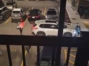 Screenshot of carjacking of white SUV in Kitchener, Ont.