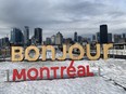 A view of the Montreal skyline from ground level of the Port of Montreal.