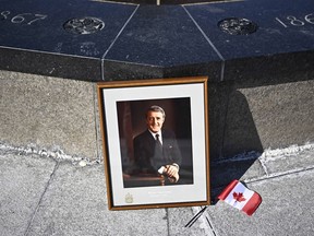 A framed portrait of former prime minister Brian Mulroney