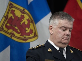Assistant Commissioner Dennis Daley, commanding officer of the Nova Scotia RCMP, prepares to speak to reporters in Truro, N.S., on Thursday, March 30, 2023. The RCMP is expected to provide an update today on progress the national police force has made in responding to the inquiry into the 2020 Nova Scotia mass shooting.
