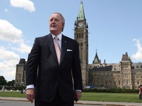 Former prime minister Brian Mulroney leaves Parliament Hill