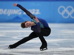 Roman Sadovsky, of Canada, competes during the men's short program figure skating competition at the 2022 Winter Olympics, Tuesday, Feb. 8, 2022, in Beijing. The 24-year-old from Vaughan, Ont., was a member of Canada's team that is appealing the International Skating Union's decision to award the 2022 Beijing Olympics team figure skating bronze medal to Russia despite one of its skaters being sanctioned for doping.