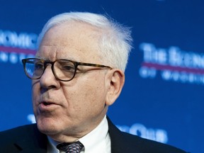 FILE - David Rubenstein speaks during an interview hosted by the Economic Club of Washington, Wednesday, Dec. 13, 2023, in Washington. Rubenstein's purchase of the Baltimore Orioles was approved Wednesday by Major League Baseball owners, clearing the way for the Angelos family to finalize the sale after over three decades running the team.
