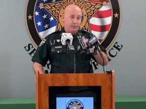 Santa Rosa County Sheriff Bob Johnson during news conference.