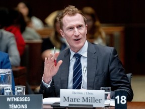 Marc Miller, Minister of Immigration, Refugees and Citizenship, waits to appear before the Standing Committee on Citizenship and Immigration in Ottawa, on Wednesday, March 20, 2024. Miller says for the first time, Canada will set targets for the number of new temporary resident arrivals.
