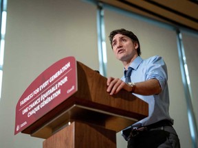 Prime Minister Justin Trudeau speaks during a housing announcement in Vancouver, Wednesday, March. 27, 2024.