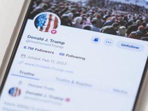 The Truth Social account for former President Donald Trump