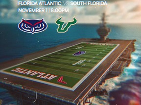 Florida Atlantic University posted that it would play a game on an aircraft carrier.