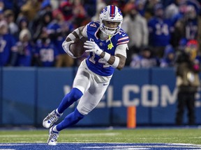 Buffalo Bills wide receiver Stefon Diggs runs after a catch.