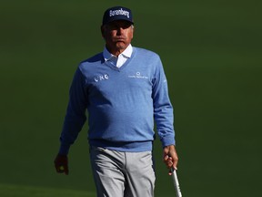 Fred Couples walks the second fairway during the second round of the 2024 Masters Tournament.