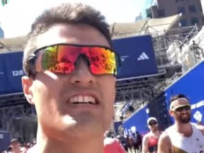 Social media influencer Davis Clarke after the Boston Marathon.