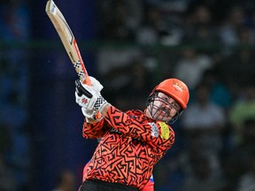 Sunrisers Hyderabad's Travis Head plays a shot during an Indian Premier League match.
