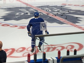 Maple Leafs forward William Nylander takes morning skate on Wednesday.