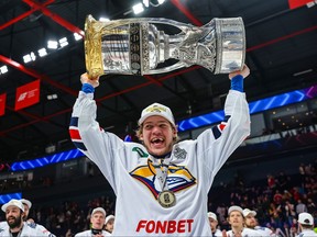 Nikita Grebyonkin won the Gagarin Cup with Metallurg Magnitogorsk this year.