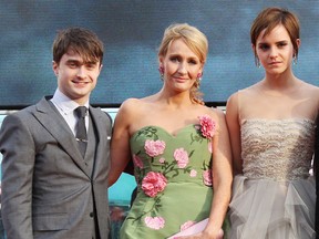Daniel Radcliffe, J.K. Rowling and Emma Watson