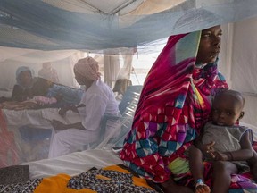 Sudanese Children suffering from malnutrition are treated at an MSF clinic in Metche Camp, Chad, near the Sudanese border, Saturday, April 6, 2024.