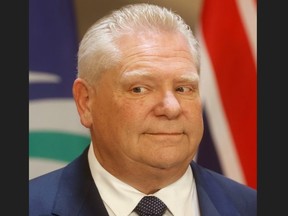 Ontario Premier Doug Ford during a housing announcement at City Hall in Ottawa on Friday, April 5, 2024.