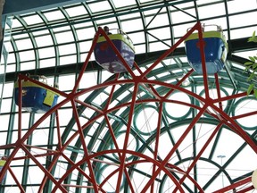 The Crystal Kaleidoscope Ferris Wheel inside of the Woodbine Centre in Rexdale was shut down after the ride stalled and 10 people had to be rescued by Toronto firefighters on Thursday, April 11, 2024.