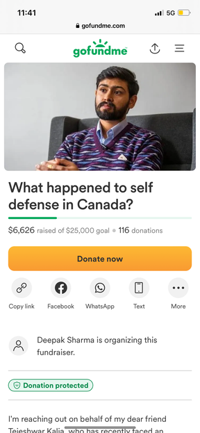 This was the original GoFundMe campaign for Tejeshwar Kalia that has not been cancelled by the crowdfunding company
