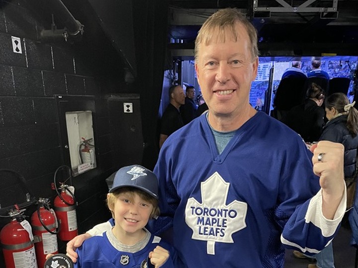  George Kosziwka and his eight-year-old grandson of the same name are all smiles at Scotiabank Arena. JOE WARMINGTON/TORONTO SUN