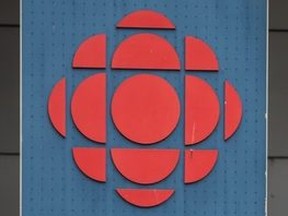 The logo on CBC's Toronto headquarters on Front Street on January 14, 2021.