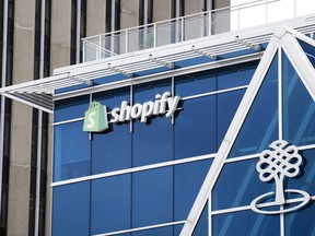 Shopify Inc. headquarters signage is seen in Ottawa, May 3, 2022. Shopify Inc. is a Canadian multinational e-commerce company.